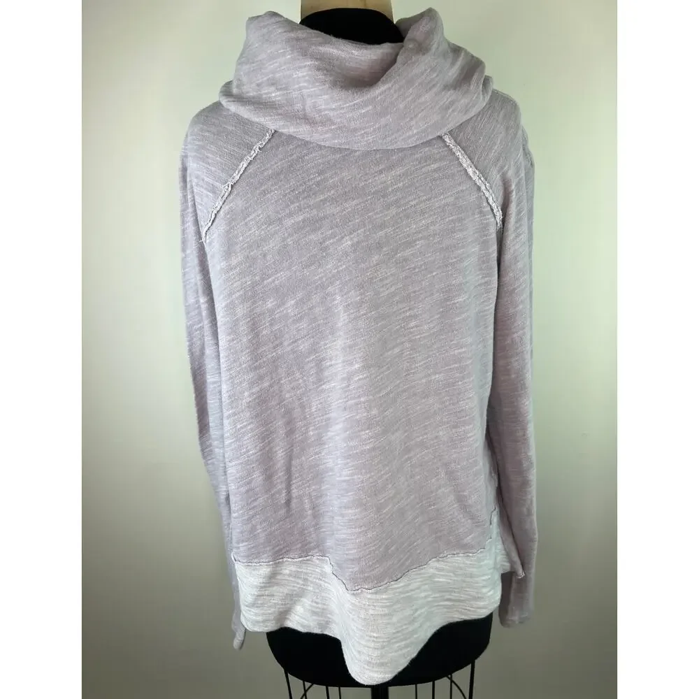 Free People Beach Pink Cocoon Cowl Neck Pullover Sweater Heathered Pink One Size